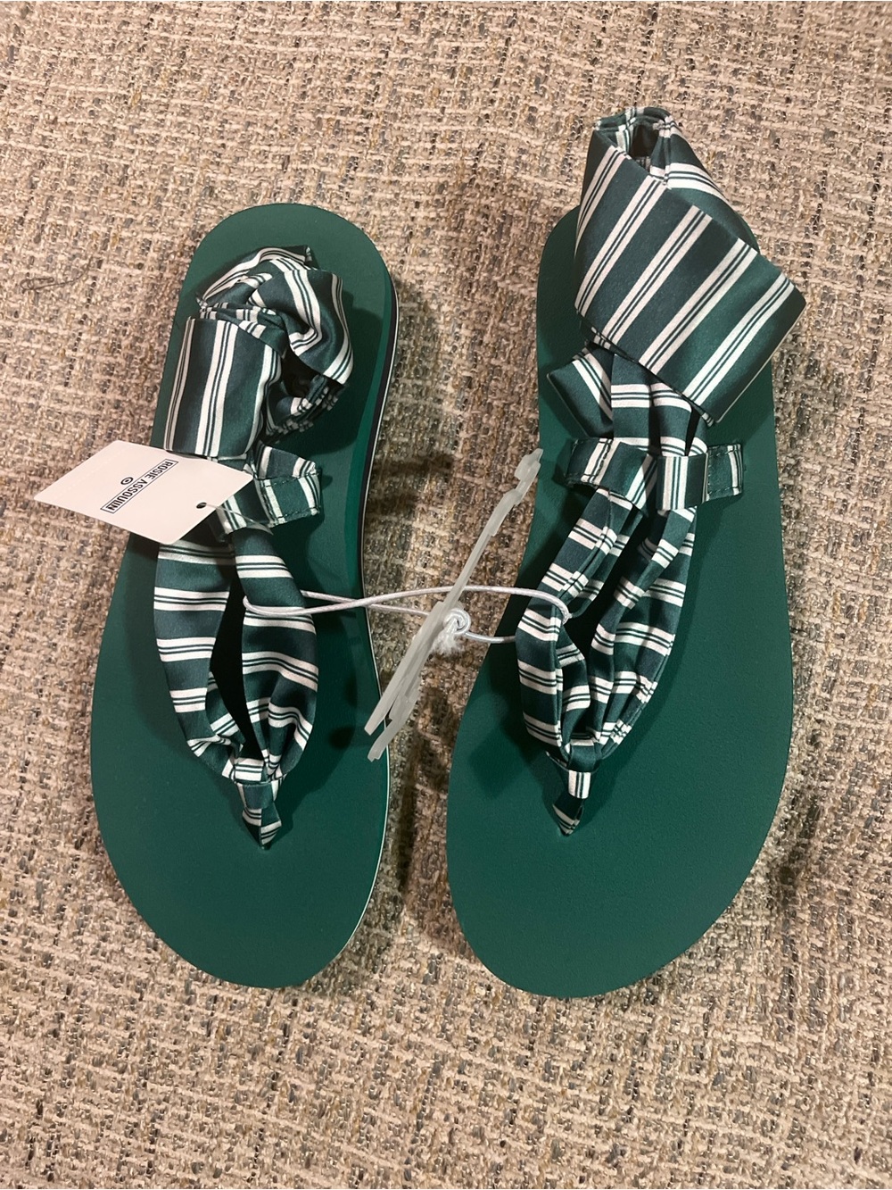 Rosie Assoulin x Target Green Striped Tie-Top Sandals - Women